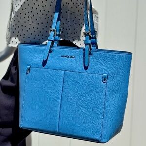 Michael Kors Jet Set Medium Pocket Tote Bag South Pacific Blue